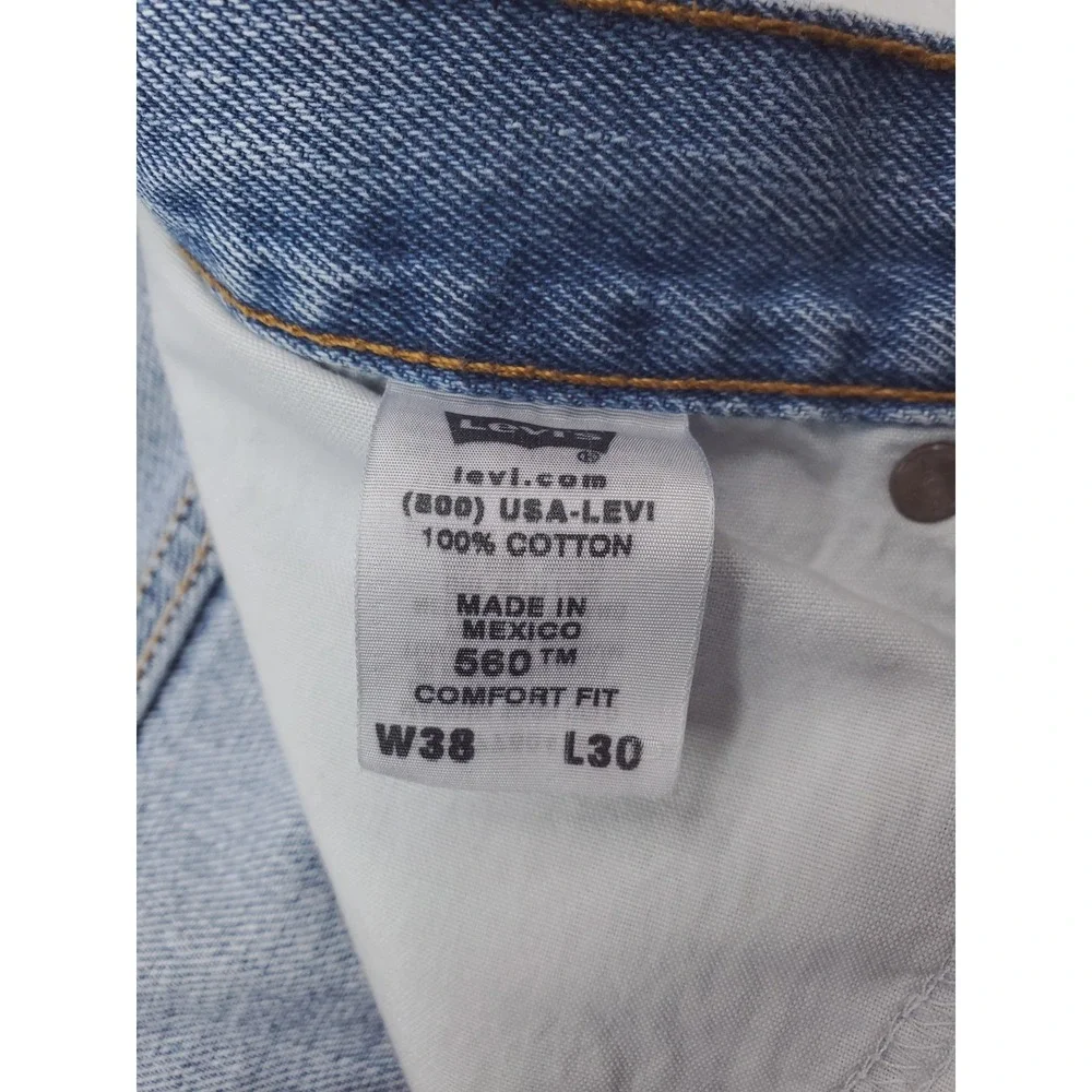 Levis 560 Jeans Mens 38x30 Blue Light Wash Comfort Fit Relaxed Tapered Denim Y2K